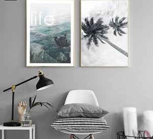Nordic Decoration Motivational Poster and Prints Life Quote Sea Landscape Wall Art Canvas Painting Decorative Picture Home Decor - SallyHomey Life's Beautiful