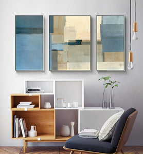 Decorative canvas painting 3 piece canvas wall art wall pictures for living room yellow blue grey abstract painting acrylic art - SallyHomey Life's Beautiful