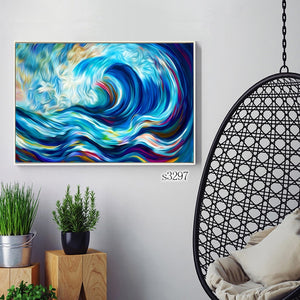 100% Hand Painted Abstract Ocean Waves Art Oil Painting On Canvas Wall Art Frameless Picture Decoration For Live Room Home Decor