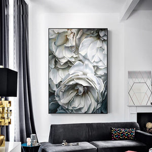 100% Hand Painted Super Realism White Flowers Petals Art Oil Painting On Canvas Wall Art Wall Painting For Live Room Home Decor