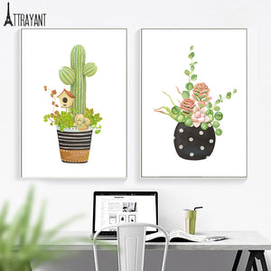Tropical Succulents Cactus Aloe Flower Wall Art Canvas Painting Nordic Posters And Prints Wall Pictures For Living Room Decor - SallyHomey Life's Beautiful