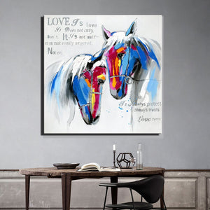 Abstract Canvas Painting Love Of Two Horses Digital Printed Poster Wall Picture for Living Room Wall Decoration Home Decor Gift - SallyHomey Life's Beautiful