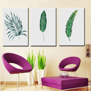 Watercolor Plant Leaves Poster Print Landscape Wall Art Canvas Painting Picture for Living Room Home Decoration Green Gift - SallyHomey Life's Beautiful