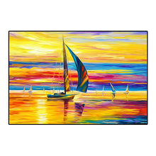 Load image into Gallery viewer, 100% Hand Painted Abstract Golden Ocean Sailing Painting On Canvas Wall Art Frameless Picture Decoration For Live Room Home Deco