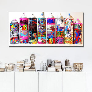 Frameless Wall Decoration Posters Print On Canvas Wall Art Canvas Painting Colorful Paint Bottles Pictures For Living Room Wall - SallyHomey Life's Beautiful