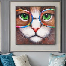 Load image into Gallery viewer, Abstract Art Posters and Prints Wall Art Canvas Painting Cool Cat Wearing Glasses Decorative Pictures for Living Room Home Decor - SallyHomey Life&#39;s Beautiful