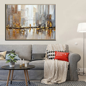 Original Hand Painted Modern Knife Building Scenery Oil Painting Wall Decor Street Landscape For Room Decor Painting On Canvas - SallyHomey Life's Beautiful