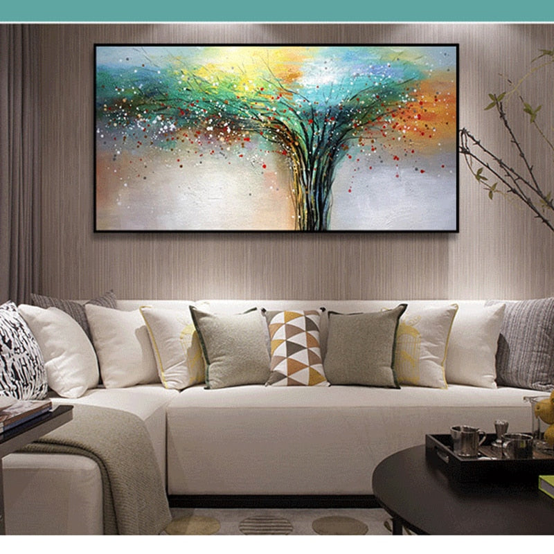 100% Hand Painted Abstract Life Tree Art Painting On Canvas Wall Art Wall Adornment Pictures Painting For Live Room Home Decor