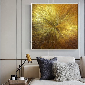 Geometric Gold art oil abstract painting on canvas acrylic texture wall art pictures for living room quadros caudros decoracion - SallyHomey Life's Beautiful