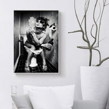 Load image into Gallery viewer, Modern Black White Portrait Posters and Prints Wall Art Canvas Painting Sexy Women Smoke and Drink Picture for Living Room Decor - SallyHomey Life&#39;s Beautiful
