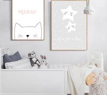 Load image into Gallery viewer, Star Rabbit Cartoon Wall Art Canvas Poster Nursery Quote Prints Nordic Style Painting Wall Picture Children Bedroom Decoration - SallyHomey Life&#39;s Beautiful