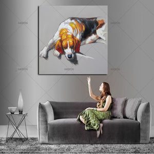 Handmade Wall Painting Meditation of the dog oil Paintings Picture Canvas Abstract Home Decor Animals Oil Painting Hang Pictures