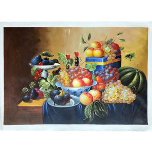100% Hand Painted Classical Table Fruit Oil Painting On Canvas Wall Art Frameless Picture Decoration For Live Room Home Decor