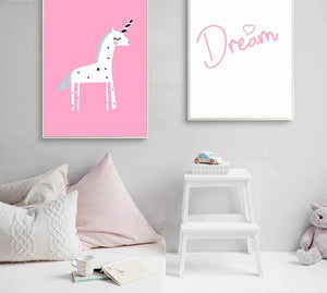 Cartoon Unicorn Flamingo Nursery Posters Prints Wall Art Canvas Painting Picture Nordic Kids Bedroom Decoration - SallyHomey Life's Beautiful