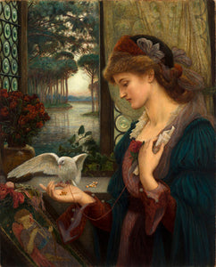British Painter Marie Spartali Stillman Love's Messenger Posters and Prints Wall Art Canvas Painting Home Decor for Lover Gifts - SallyHomey Life's Beautiful