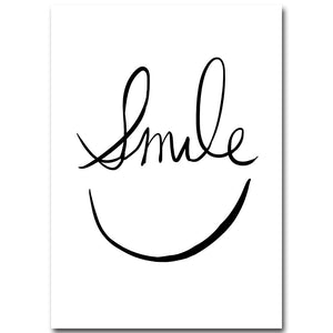 Smile Face Minimalist Art Canvas Poster Painting Abstract Motivational Black White Picture for Modern Home Office Room Decor 048 - SallyHomey Life's Beautiful