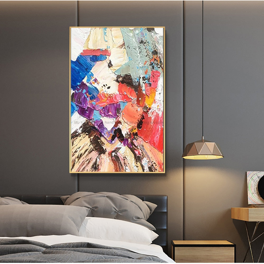 large hand-painted colorful knife palette oil painting on canvas lienzos cuadros decorativos peinture wall painting living room - SallyHomey Life's Beautiful