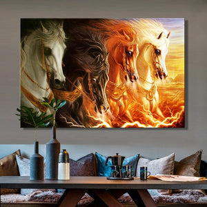 Artistic Fairy Horses in the Sky Landscape Oil Painting on Canvas Wall Art Poster Print Wall Pictures for Living Room Frameless - SallyHomey Life's Beautiful