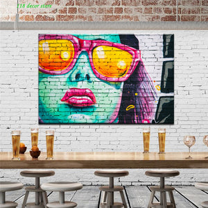 Modern Graffiti Art Wall Painting for Living Room Fashion Girl Canvas Painting Digital Print Poster Home Decoration Picture Gift - SallyHomey Life's Beautiful