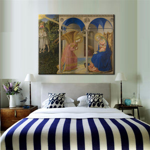 European Renaissance Period Oil Painting Angelico Fra The Annunciation Digital Printed Canvas Painting Wall Art Picture Decor - SallyHomey Life's Beautiful