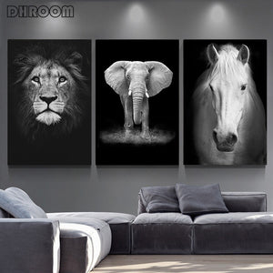 Canvas Painting Animal Wall Art Lion Elephant Deer Zebra Posters and Prints Wall Pictures for Living Room Decoration Home Decor - SallyHomey Life's Beautiful