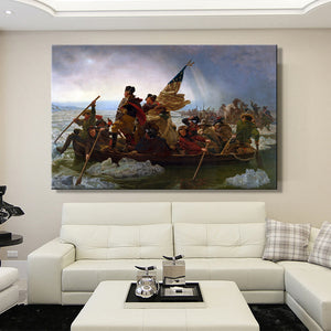 Washington Crossing the Delaware by Emanuel Leutze 1851, World Famous Painting Poster Print on Canvas Wall Art Pictures for Room - SallyHomey Life's Beautiful