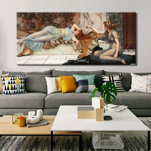 Posters and Prints Wall Art Canvas Painting Mischief and Repose by John William Waterhouse Wall Pictures for Living Room Decor - SallyHomey Life's Beautiful