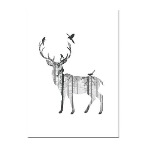 Scandinavian Deer Forest Landscape Canvas Poster Life Quote Nordic Style Wall Art Print Painting Decoration Picture Home Decor - SallyHomey Life's Beautiful
