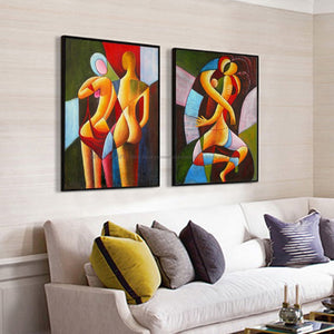 2 piece nude painting sexy painting abstract modern canvas wall art decor handmade oil painting on canvas pictures living room - SallyHomey Life's Beautiful