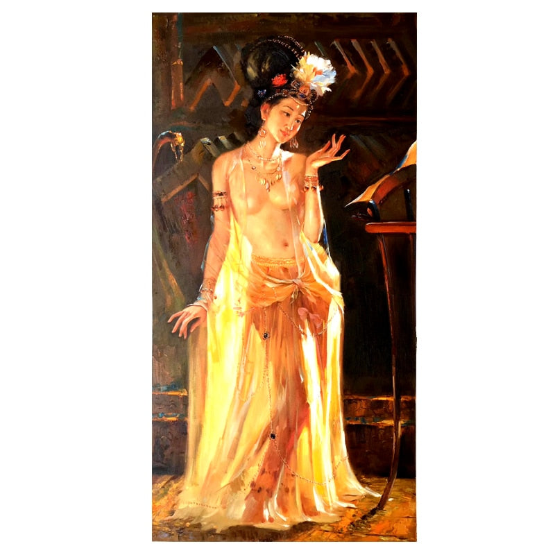100% Hand Painted Classical Woman Art Oil Painting On Canvas Wall Art Frameless Picture Decoration For Live Room Home Decor Gift