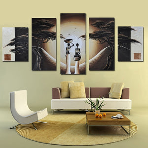 Modern Sexy African Figures Tree Moon On the Wall for Bedroom Decoration Pictures Abstract African Art Landscape Oil Paintings - SallyHomey Life's Beautiful