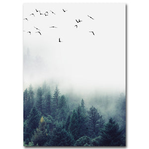 Nordic Decoration Forest Lanscape Wall Art Canvas Poster and Print Canvas Painting Decorative Picture for Living Room Home Decor - SallyHomey Life's Beautiful