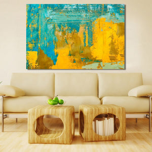 Modern Abstract Art Posters and Prints Wall Art Canvas Painting Glod Yellow and Green Abstract Pictures for Living Room Decor - SallyHomey Life's Beautiful