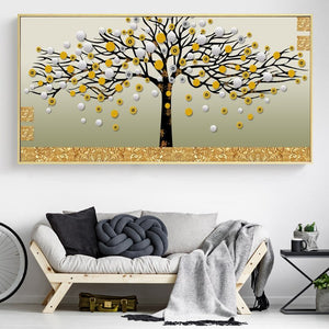 Golden Money Trees Decorative Pictures for Living Room Home Decor No Frame - SallyHomey Life's Beautiful