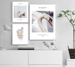 Swan Motivation Scandinavian Poster Art Wall Canvas Print Painting Nordic Style Decorative Picture Minimalist Modern Home Decor - SallyHomey Life's Beautiful