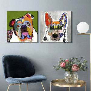 Modern Abstract Art Posters and Prints Wall Art Canvas Painting Colorful Pet Dogs Decorative Pictures For Living Room Home Decor - SallyHomey Life's Beautiful