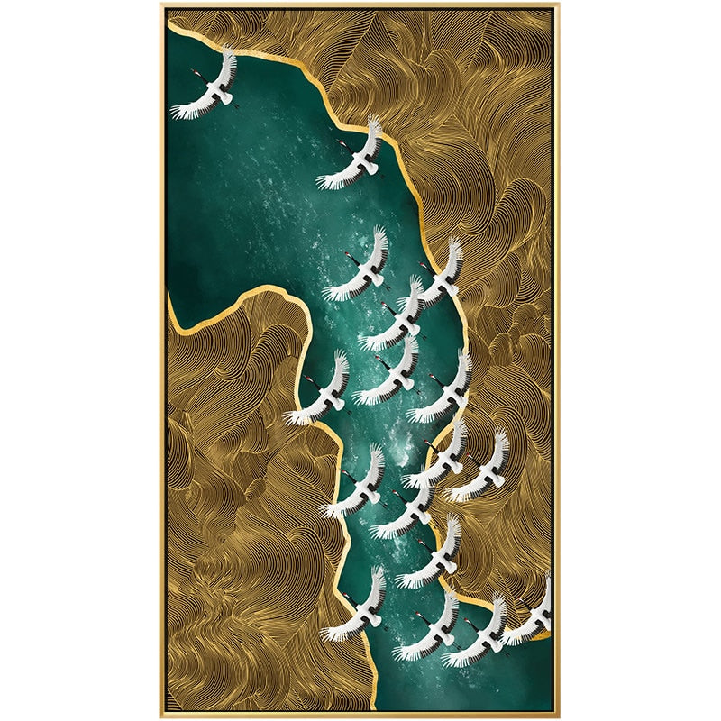 100% Hand Painted Abstract Flying Bird Wave Art Oil Painting On Canvas Wall Art Wall Adornment Pictures For Live Room Home Decor