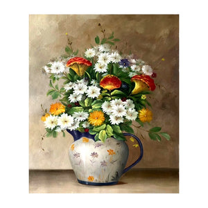 100% Hand Painted Classic Flower Vase Oil Painting On Canvas Wall Art Wall Adornment Pictures Painting For Live Room Home Decor