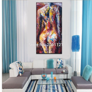 Contemporary Modern colorfull nude art painting hand painted unique ideas sexy woman body canvas oil painting wall decor - SallyHomey Life's Beautiful