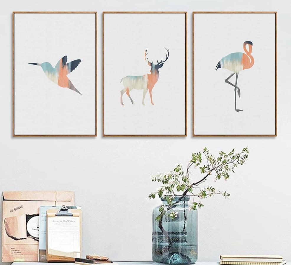 Nordic Style Deer Flamingos Minimalis Poster Print Wall Art Canvas Painting Watercolor Picture Living Room Decoration Home Decor - SallyHomey Life's Beautiful