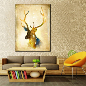 Nordic Abstract Gold Deer Elk Canvas Painting Noble - SallyHomey Life's Beautiful