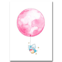 Load image into Gallery viewer, Watercolor Balloon Bear Elephant Cartoon Poster Print Minimalist Painting Wall Art canvas Picture Nordic Style Kids Decoration - SallyHomey Life&#39;s Beautiful