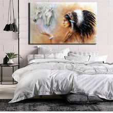 Load image into Gallery viewer, Large Size Poster And Prints Wall Art Canvas Painting Wall Pictures For Living Room Noble Indian Girl Feather Picture Decoration - SallyHomey Life&#39;s Beautiful