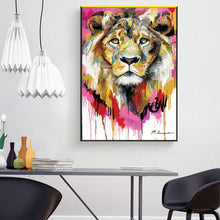 Load image into Gallery viewer, Animal Oil Painting Posters and Prints on Canvas Wall Art Painting Abstract Watercolor Lion Pictures for Living Room Home Decor - SallyHomey Life&#39;s Beautiful