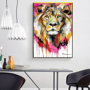 Animal Oil Painting Posters and Prints on Canvas Wall Art Painting Abstract Watercolor Lion Pictures for Living Room Home Decor - SallyHomey Life's Beautiful