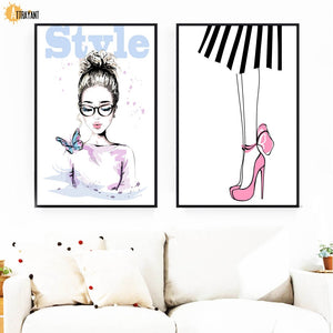 Colorful Fashion Style Girl Butterfly Wall Art Canvas Painting Nordic Posters And Prints Wall Pictures For Living Room Decor - SallyHomey Life's Beautiful