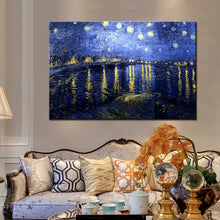 Load image into Gallery viewer, Famous Painting Posters and Prints Wall Art Canvas Painting Starry Night Over the Rhone by Van Gogh Home Decor For Living Room - SallyHomey Life&#39;s Beautiful