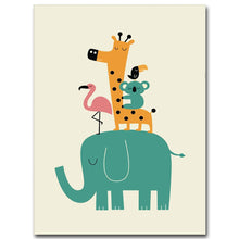 Load image into Gallery viewer, Nordic Art Cartoon Animal Poster Elephant Giraffe Tiger Minimalist Canvas Painting Nursery Picture Children Room Decoration 340 - SallyHomey Life&#39;s Beautiful