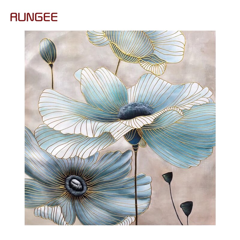 100% Hand Painted Abstract Flowers Art Oil Painting On Canvas Wall Art Wall Adornment Pictures Painting For Live Room Home Decor