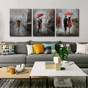 Modern Abstract Posters and Prints Wall Art Canvas Painting Wall Decoration Streetscape Lovers in the Rain Pictures for Bedroom - SallyHomey Life's Beautiful